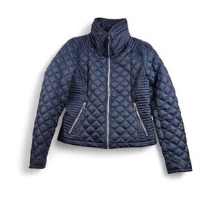Marc New York Quilted Jacket Women’s XS Navy Moto Zip Puffer Coat Lightweight